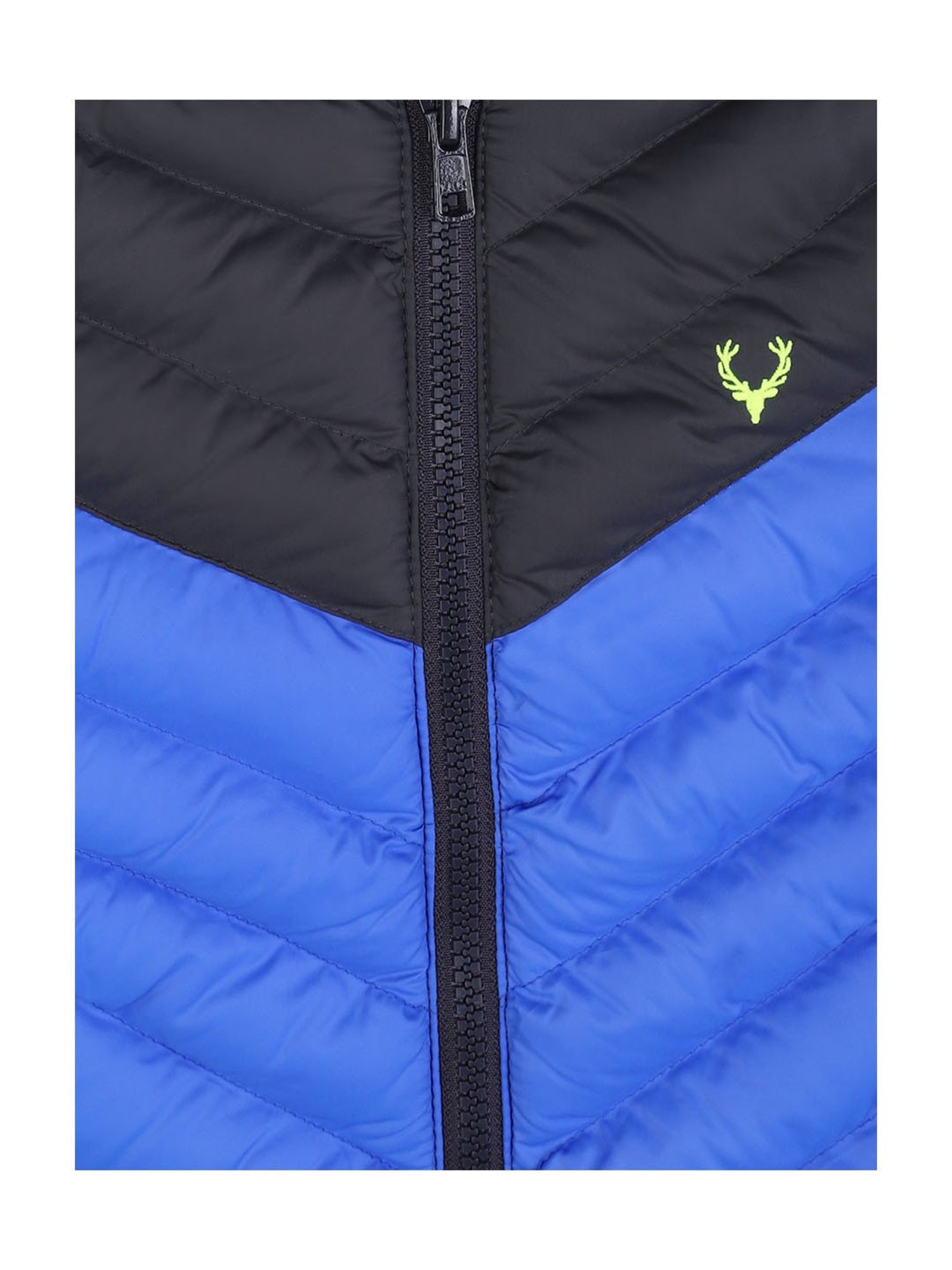 Allen Solly Kids Black & Blue Color Block Full Sleeves Jacket