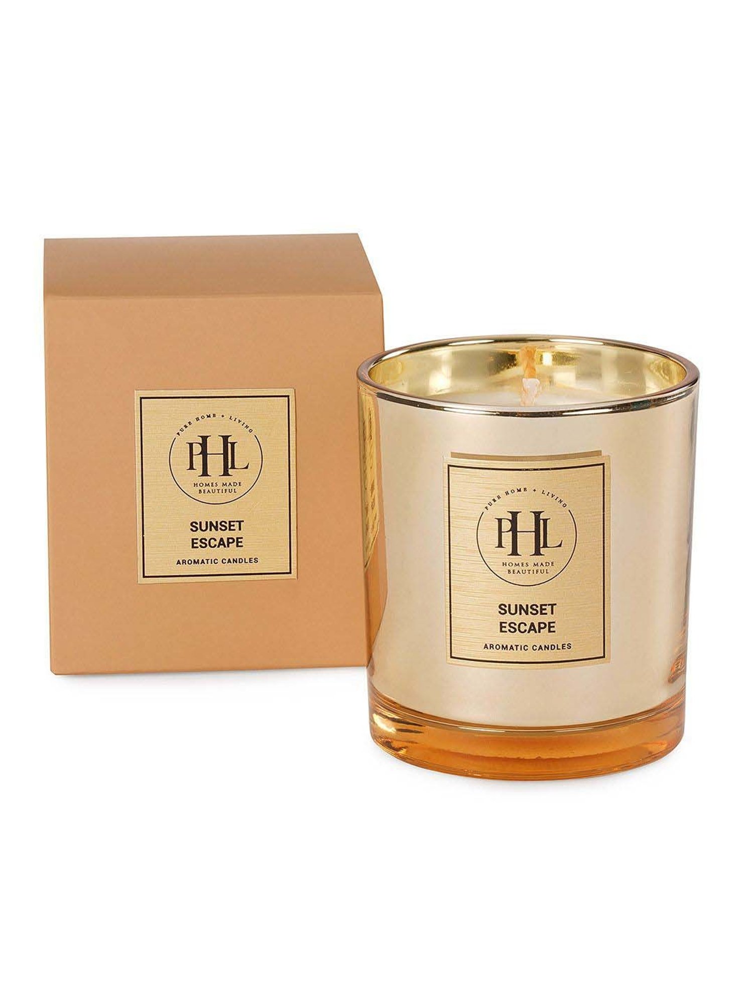 Pure Home and Living Gold Glass Sunset Escape Scented Wax Filled Jar Candle (120ml)
