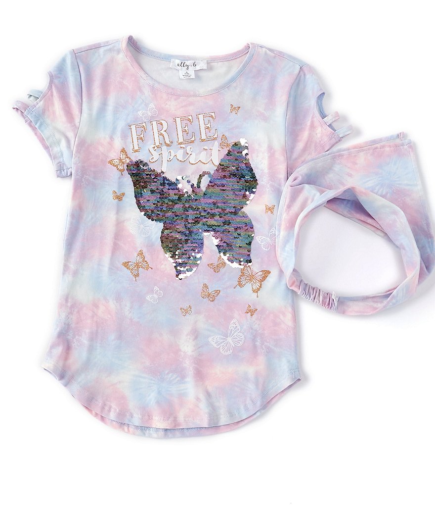 Ally B Big Girls 7-16 Short-Sleeve Butterfly Tie-Dye Tee