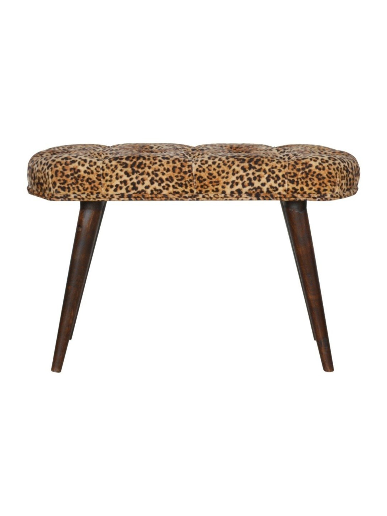 Artisan Furniture Brown Animal Print Print Deep Button Bench Brown Finish