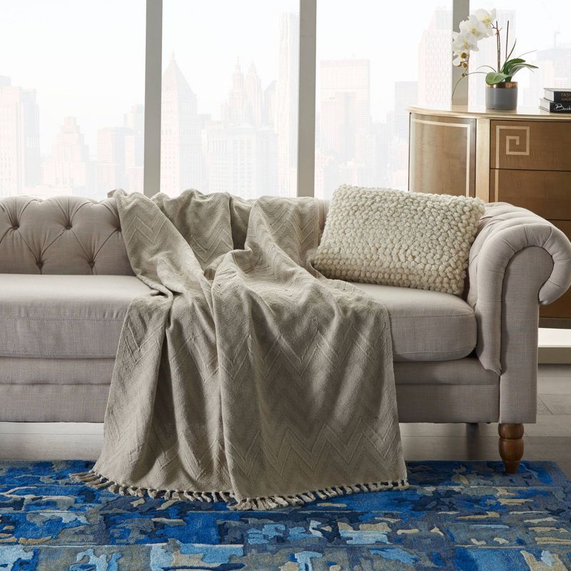 50"x60" Knit Chevron Throw Blanket Natural - Nourison