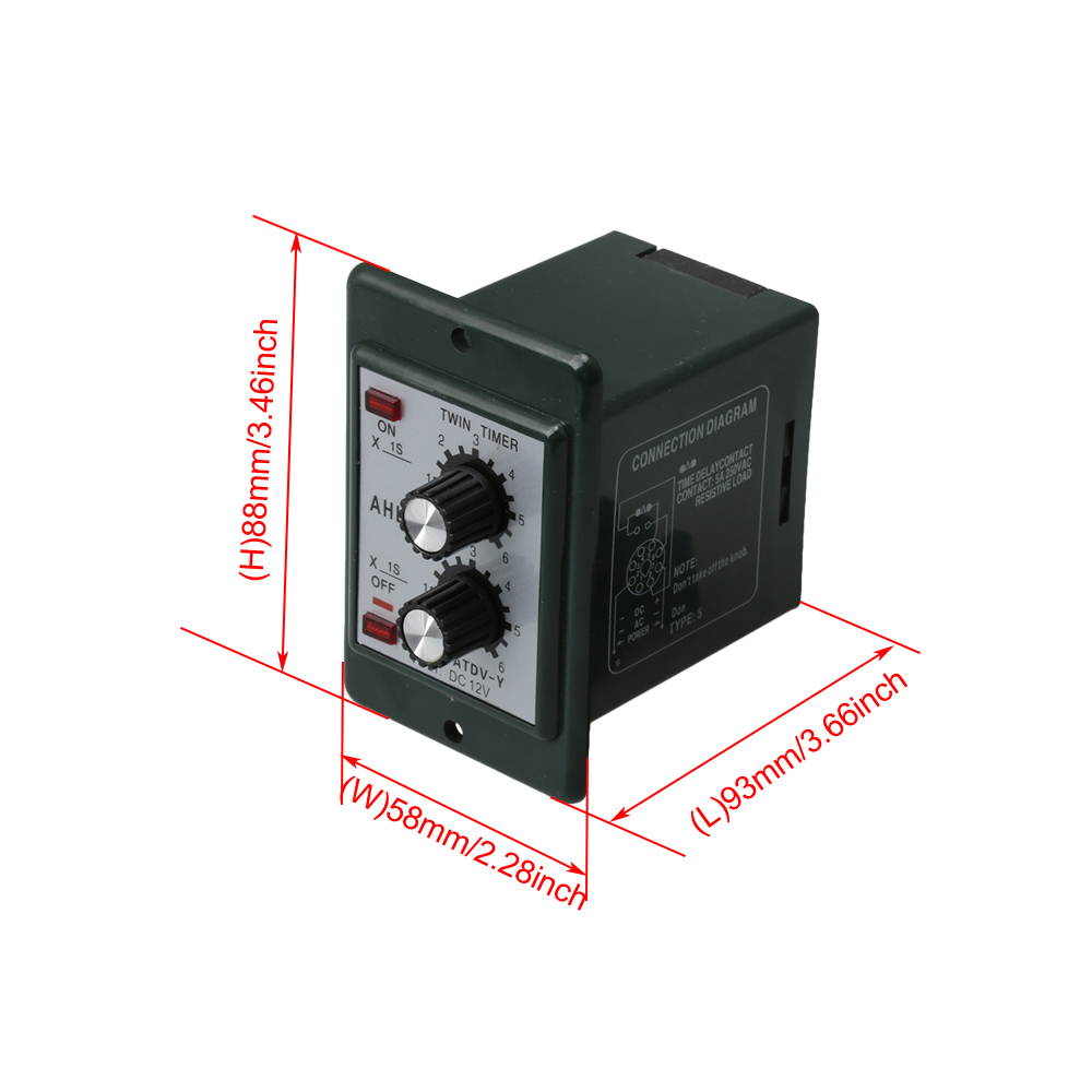 DC 12V Delay Timer Repeat Cycle Time Relay 0-6s Adjust On/Off Control Machine