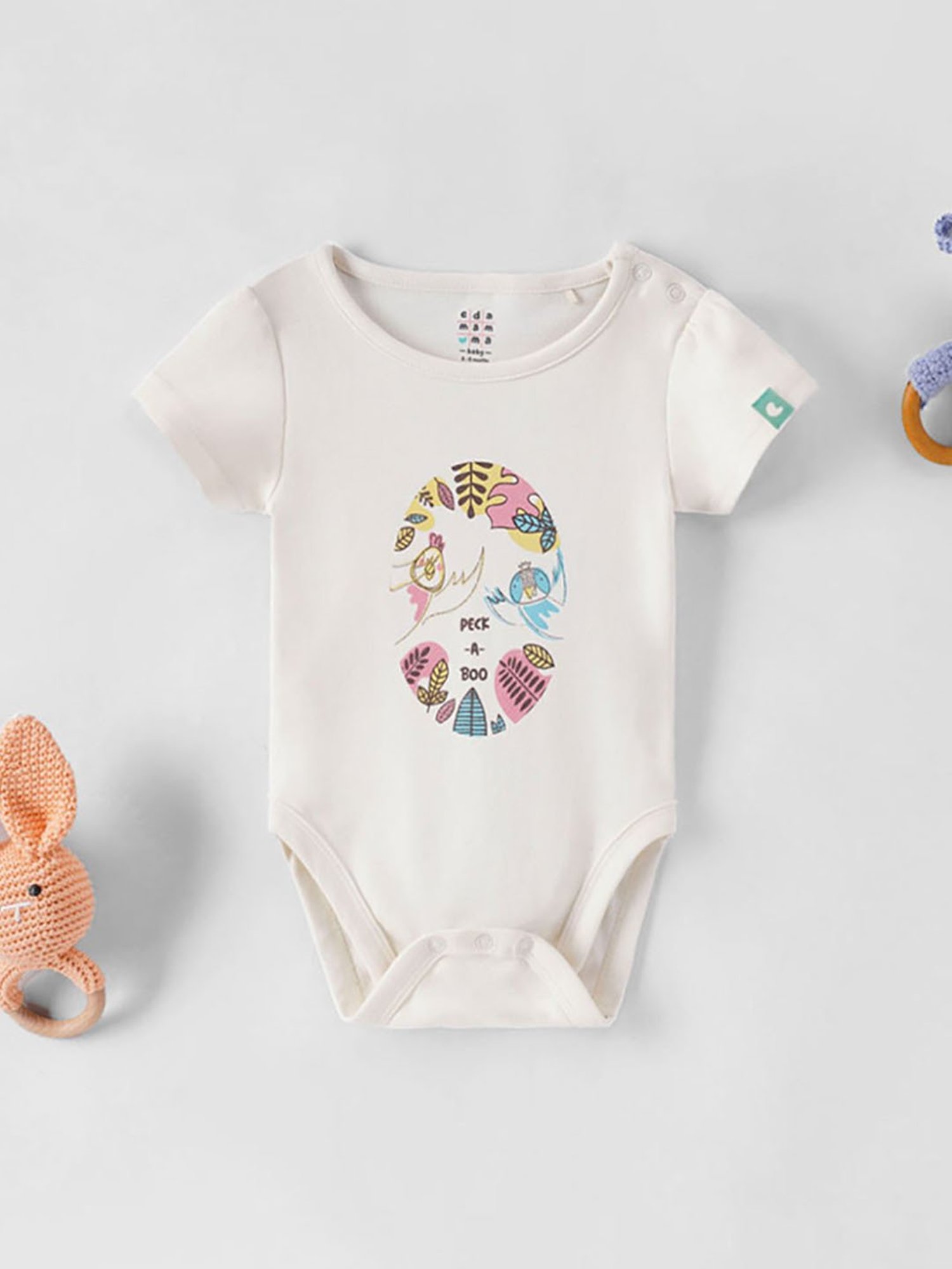 Ed-a-Mamma Baby White Printed Bodysuit