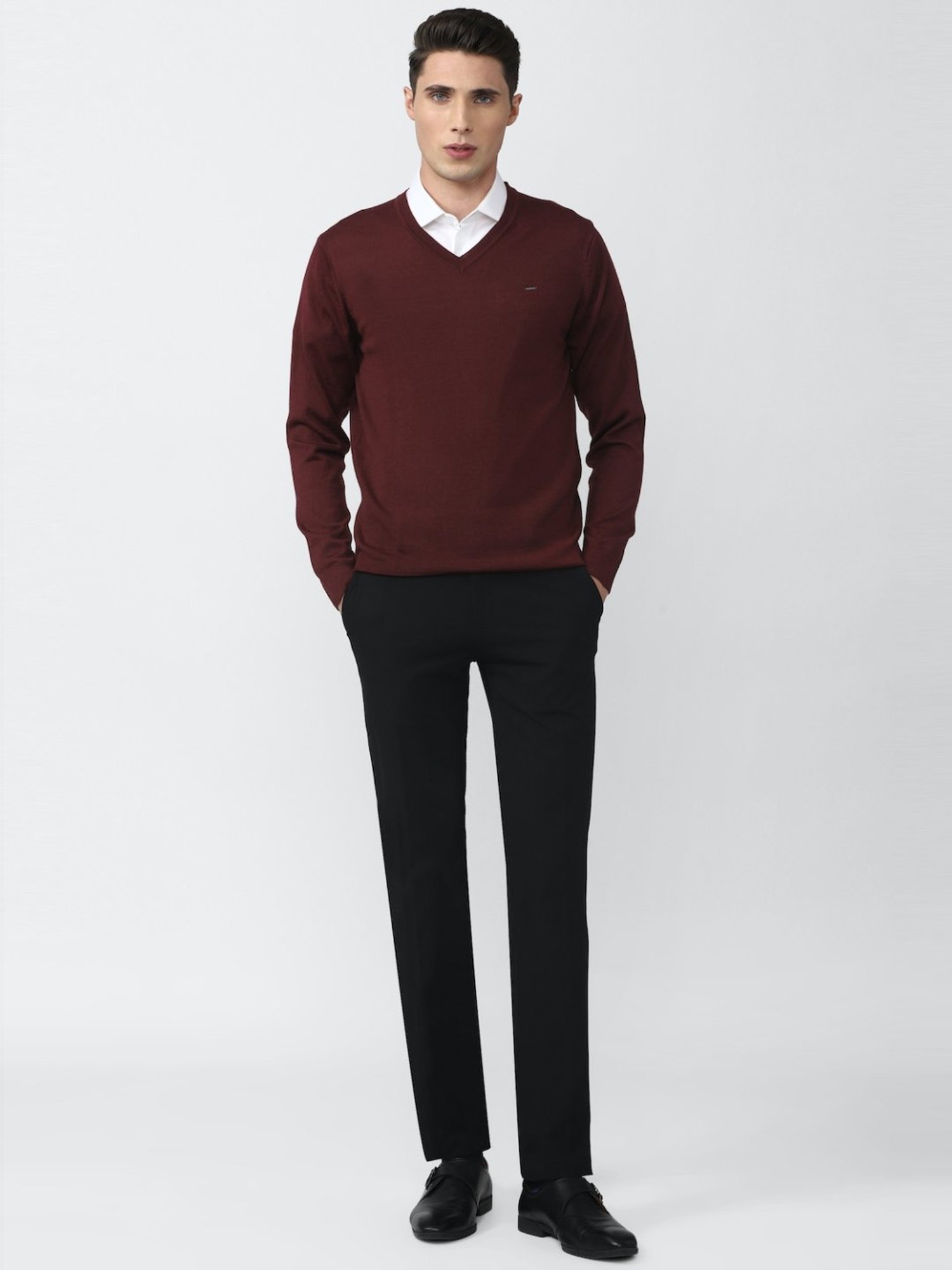 Van Heusen Maroon Regular Fit Sweater