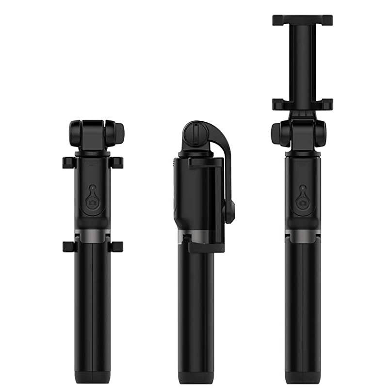 Selfie Stick Tripod with Bluetooth Wireless Remote Shutter Control Pouch Extendable Adjustable Stand Mount Light-Weight V-Log Compatible with All Apple iPhone, Samsung Galaxy (Black)