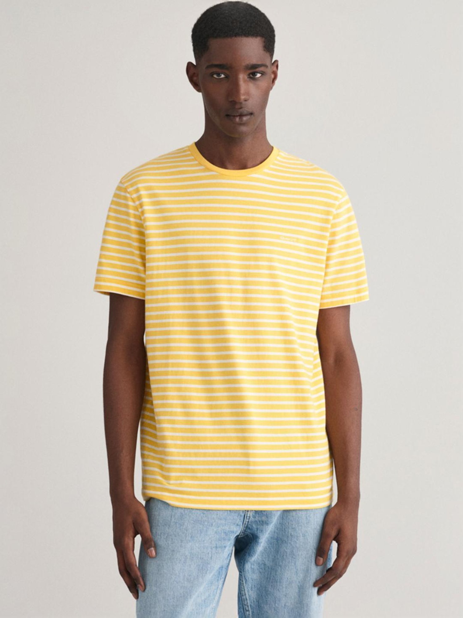 Gant Yellow Cotton Regular Fit Striped T-Shirt