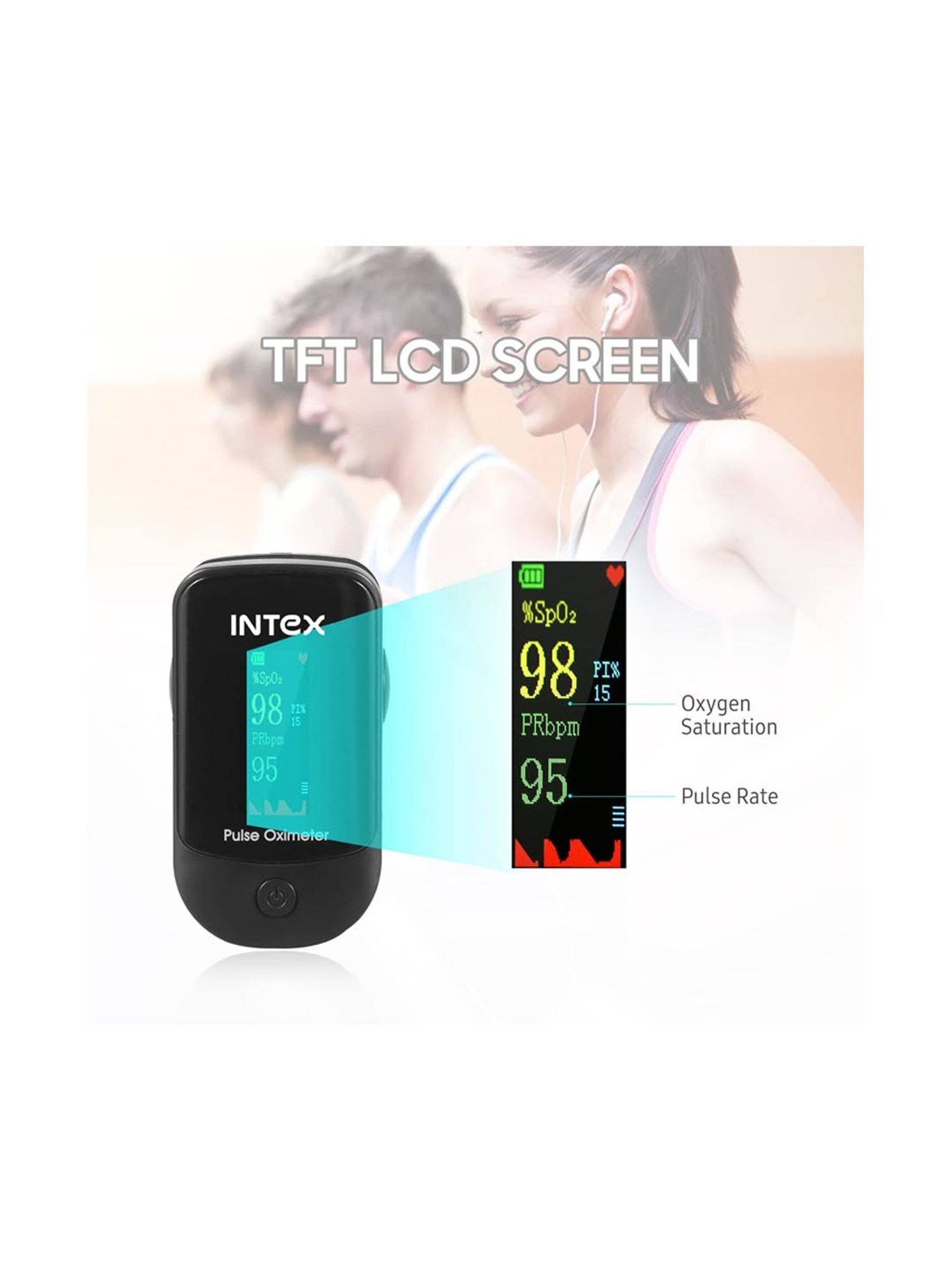 Intex MCP IT-OX02 Pulse Oximeter with Oxygen Saturation Monitor (Black)