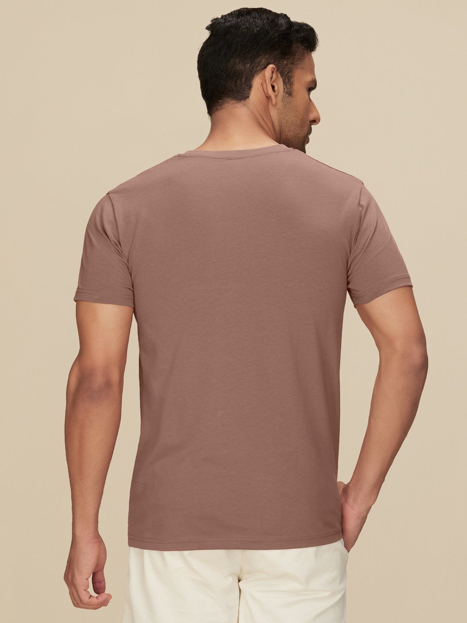 XYXX Brown Latte Cotton Regular Fit T-Shirts