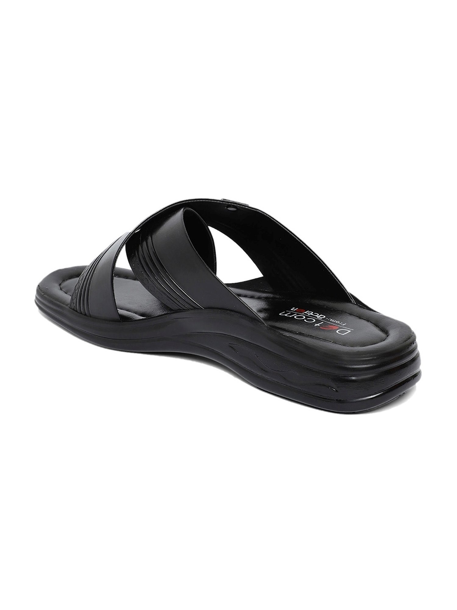 Action Men's Black Cross Strap Sandals