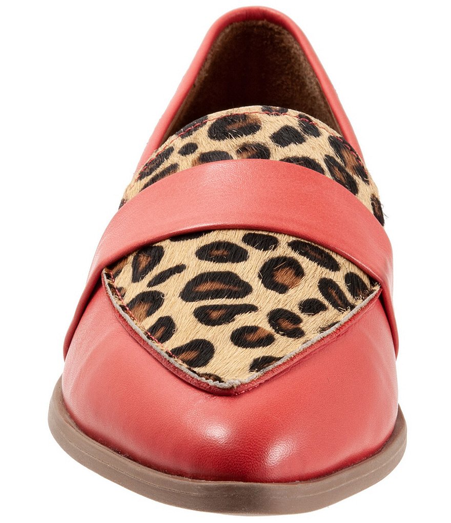 Bueno Barnes Leather Leopard Print Calf Hair Loafers