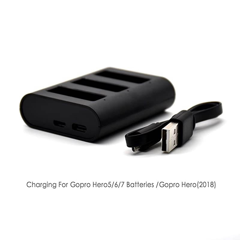 Station for GoPro Rechargeable Battery Charger 3Channel Charger GoPro Hero8Hero7BlackHero6Hero5 BlackHero2018with Type C USB Cable