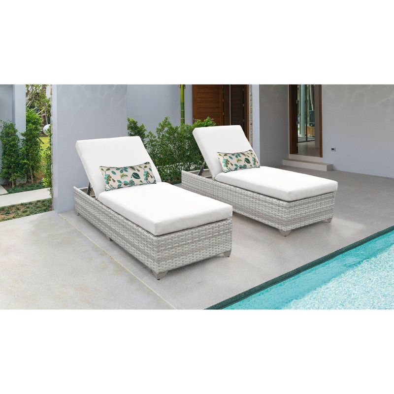 Fairmont 2pk Patio Chaise Lounges - White - TK Classics