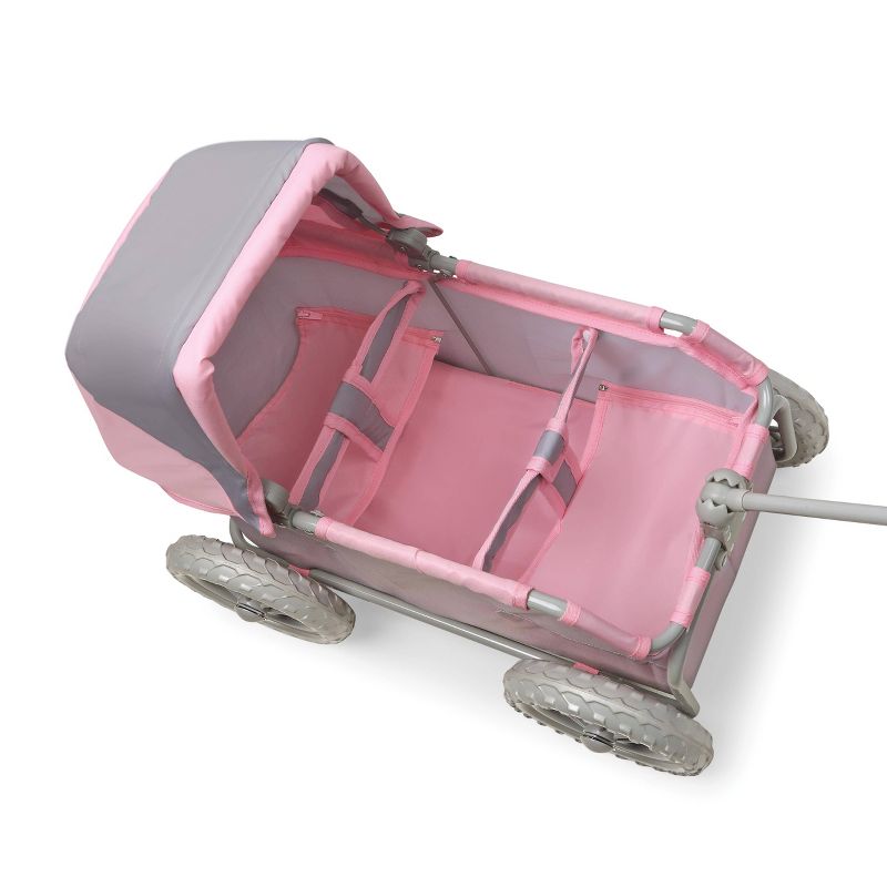 Leisure Twin Doll Wagon - Gray/Pink