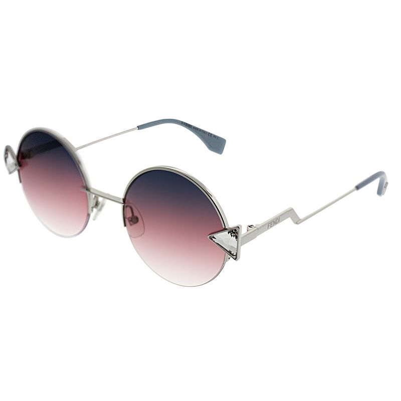 Fendi Rainbow FF 0243 TJV FF Womens Round Sunglasses Silver 55mm