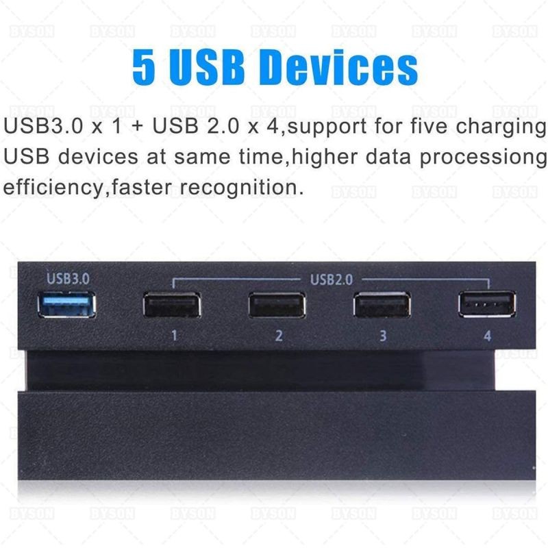 Ackmioxy 5 Port Hub for PS4, USB 3.0/2.0 High-Speed Expansion Hub Charger Controller Adapter Connector Compatible with Playstation 4 PS4 Gaming Console, Not for PS4 Slim, PS4 PRO