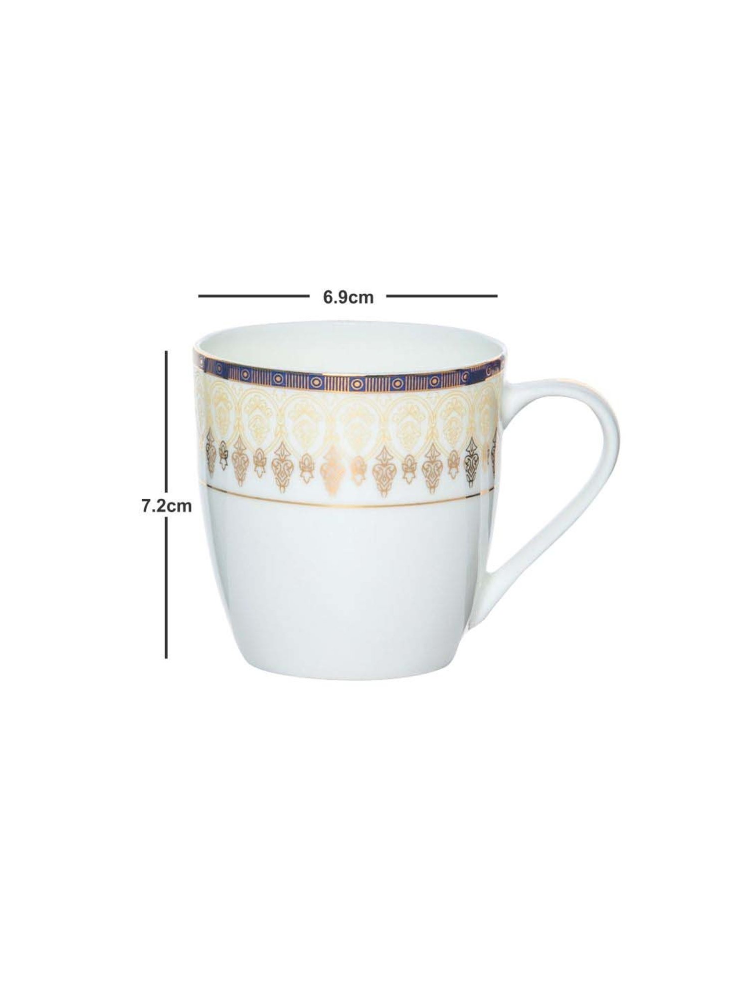 SONAKI White & Golden Bone China Tea Cup (0.17 L) - Set of 6