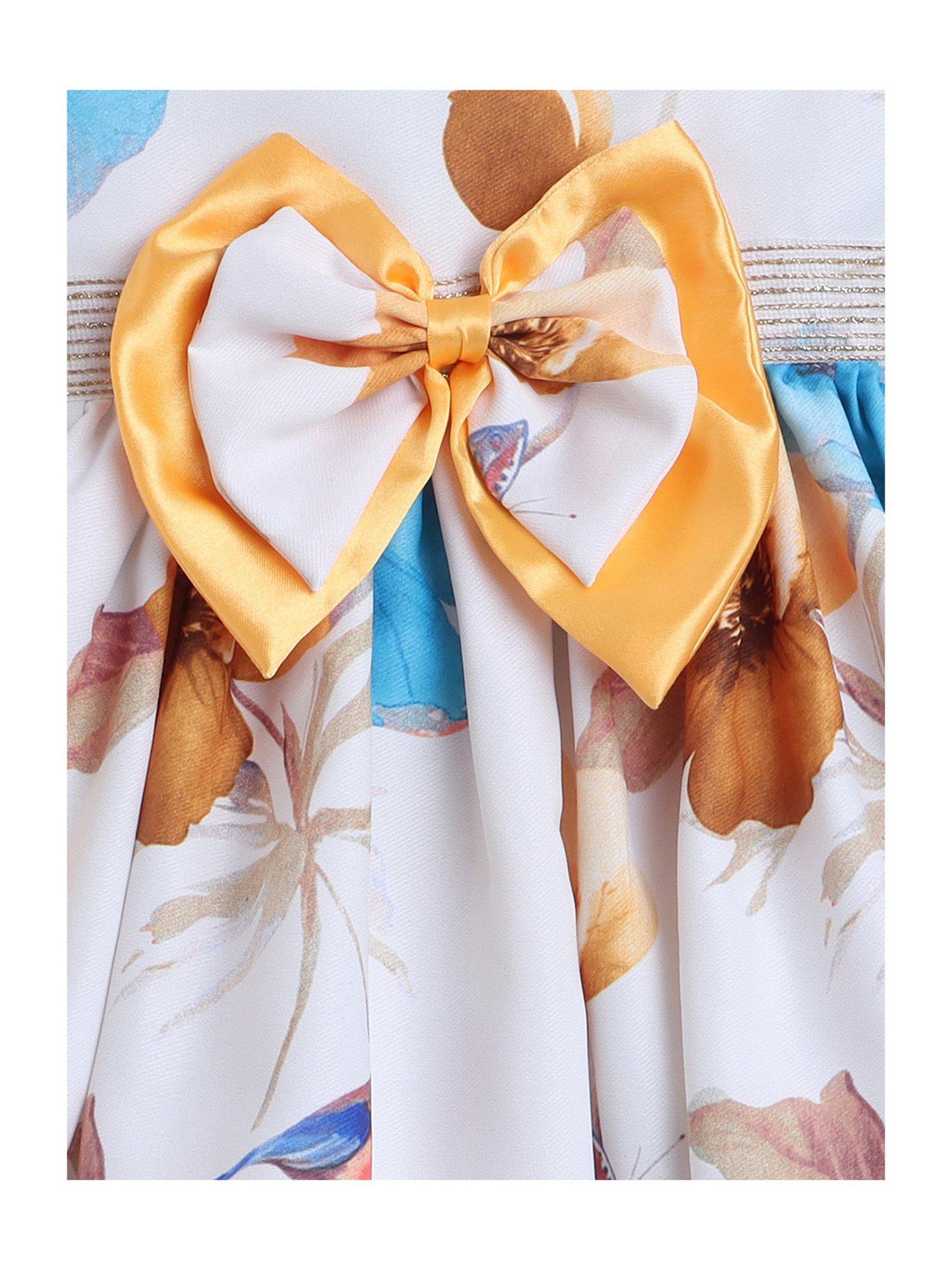 Many Frocks Kids White Floral Print Dress