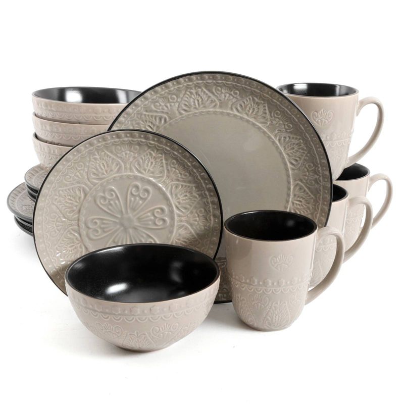 Gibson Elite 16pc Stoneware Milanto Dinnerware Set Gray