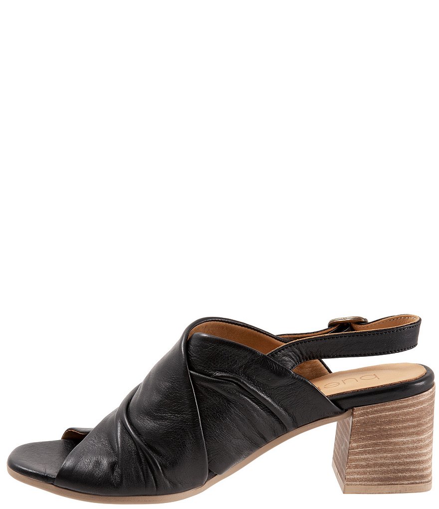 Bueno Eden Ruched Leather Block Heel Sling Sandals
