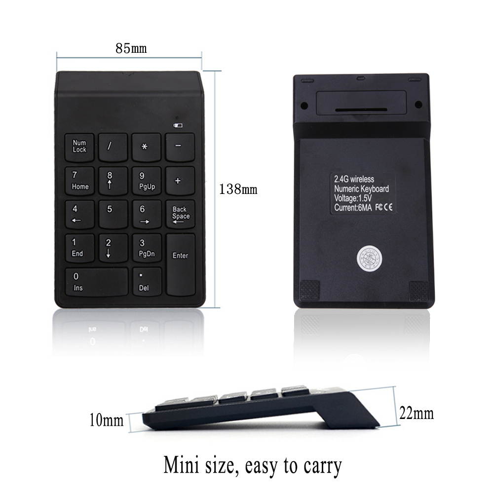 High Quality Ultra-thin Portable Wireless 2.4G Mini 18-keys Num Pad Numeric Number Keypad Keyboard for Laptop Notebook