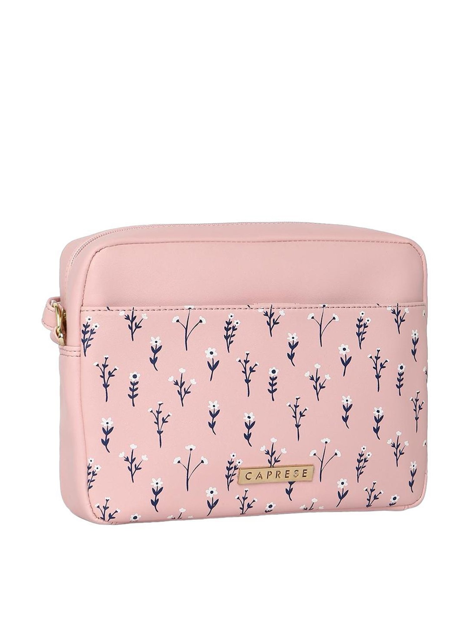 Caprese Pensa Powder Pink Faux Leather Floral Sling Handbag