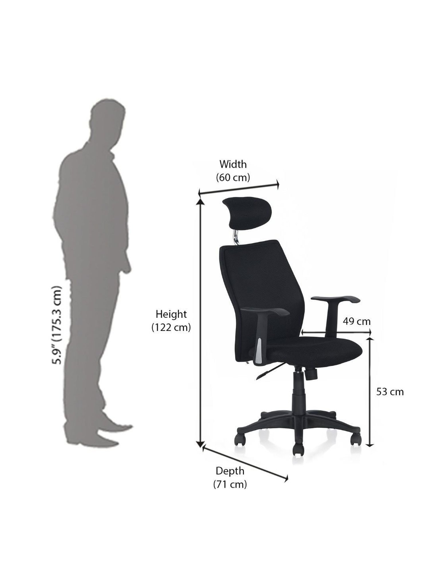 Nilkamal Blaze Black Mesh High Back Chair