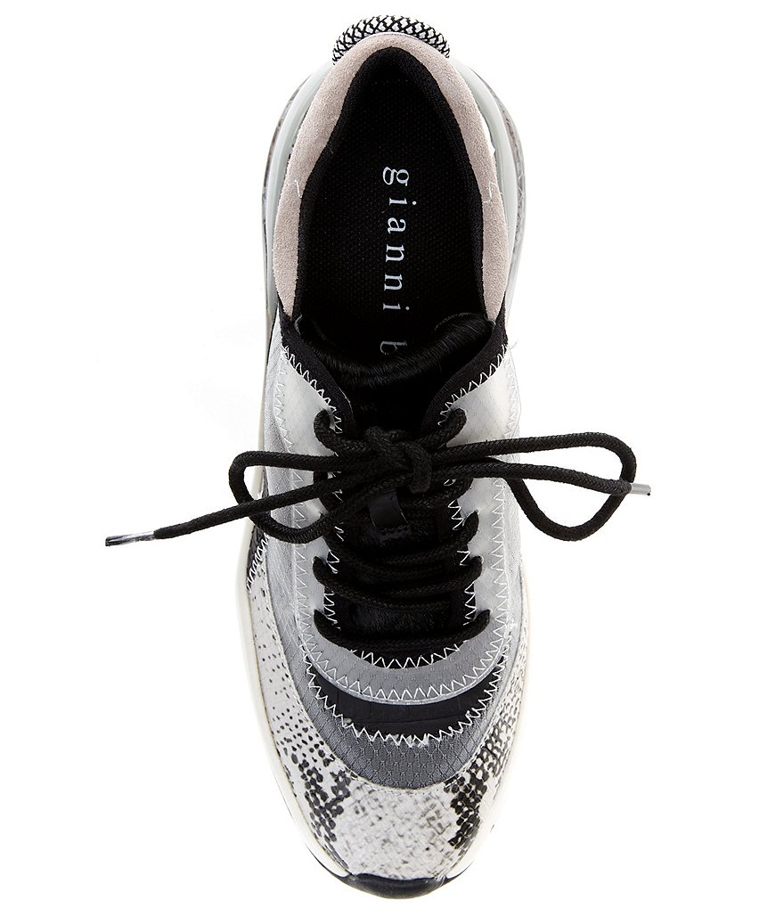 Gianni Bini Malloy Chunky Colorblock Snake Print Lace-Up Wedge Sneakers