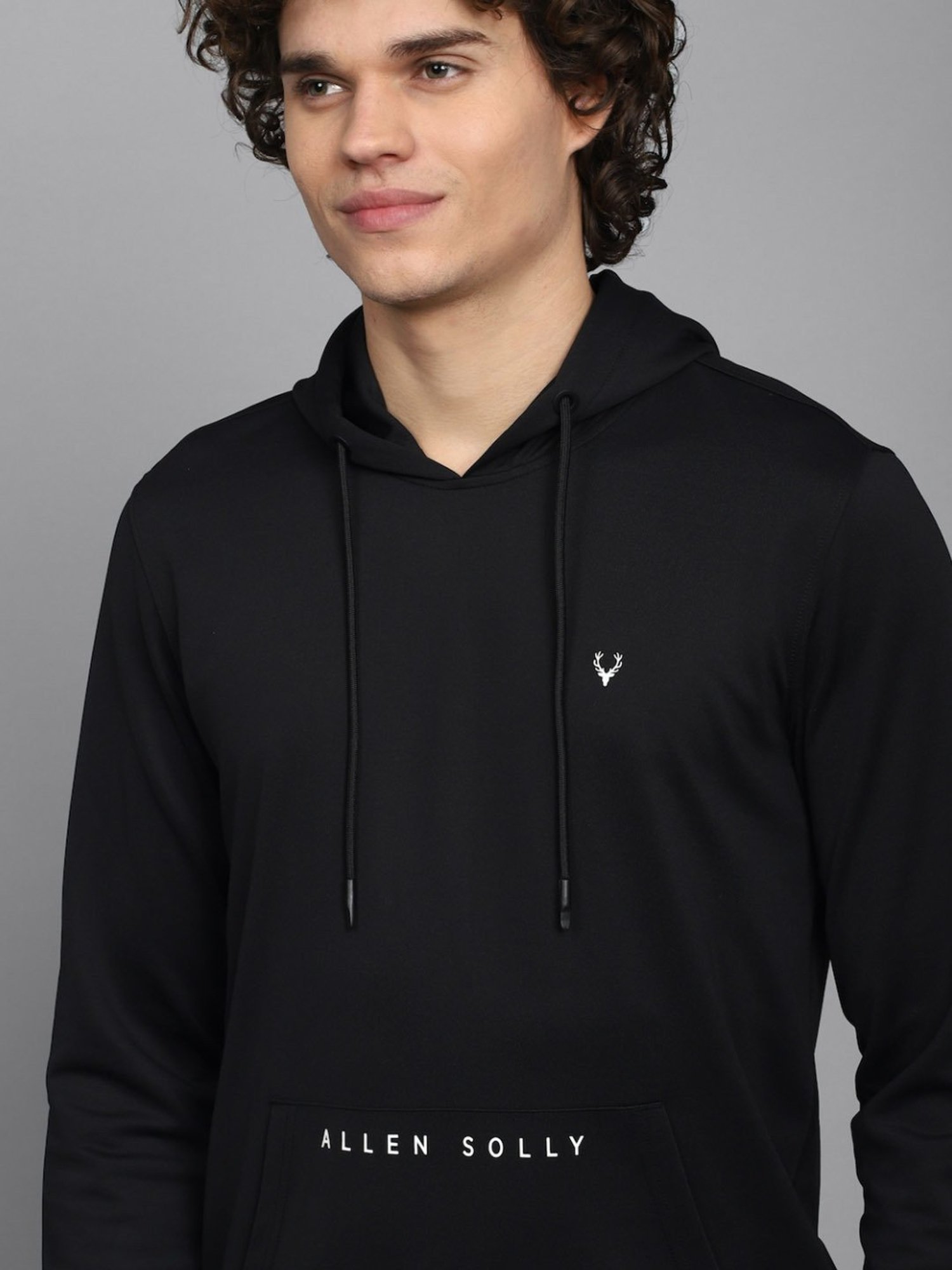 Tribe Black Regular Fit Printed Hooded Sweatshirt