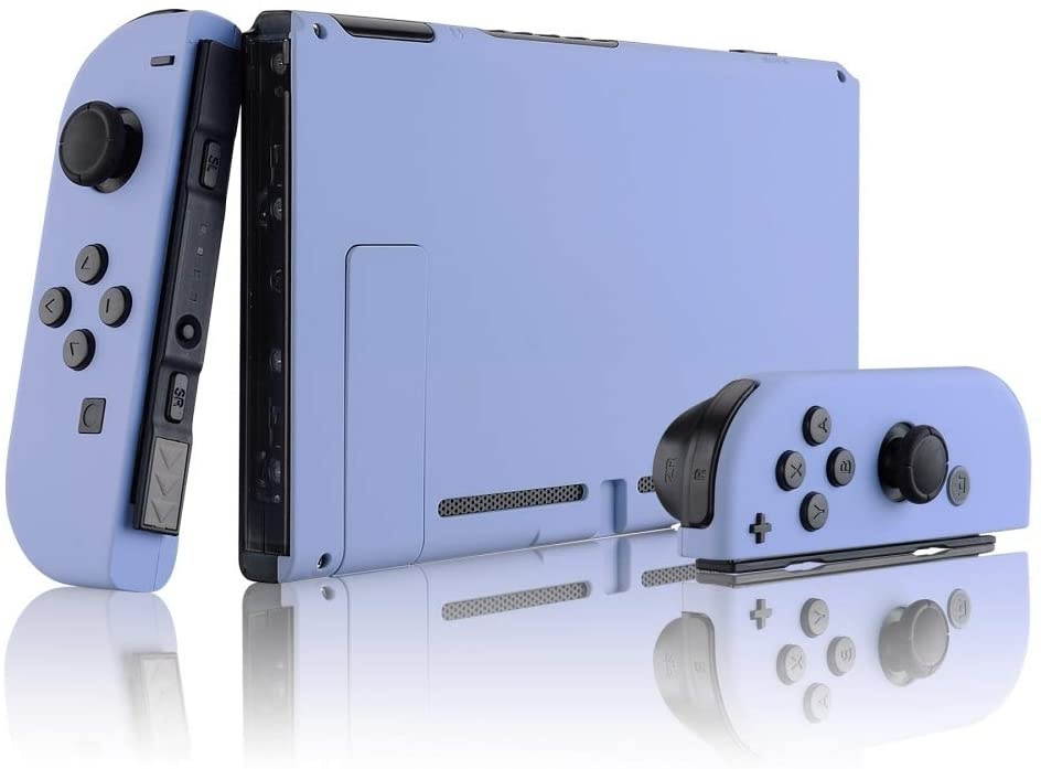 eXtremeRate Soft Touch Grip Back Plate for Nintendo Switch Console, NS Joycon Handheld Controller Housing with Full Set Buttons, DIY Replacement Shell for Nintendo Switch - Light Violet