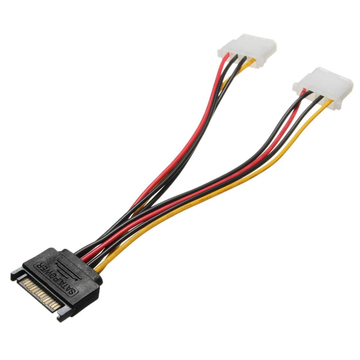 Cable Power Adapter SATA 15pin> 2x 4pin Molex connector -