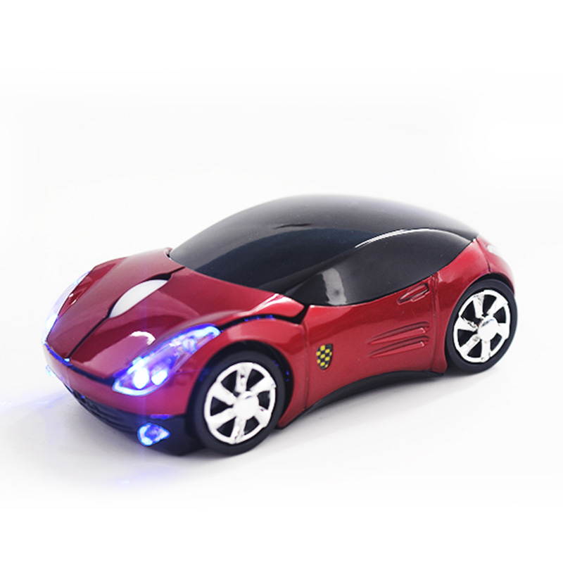 HISPETECH 1200DPI 2.4G Mini Wireless Mouse Car Shaped Mouse USB Portable Optical Mice LED Light for PC Laptop Computer Home Office