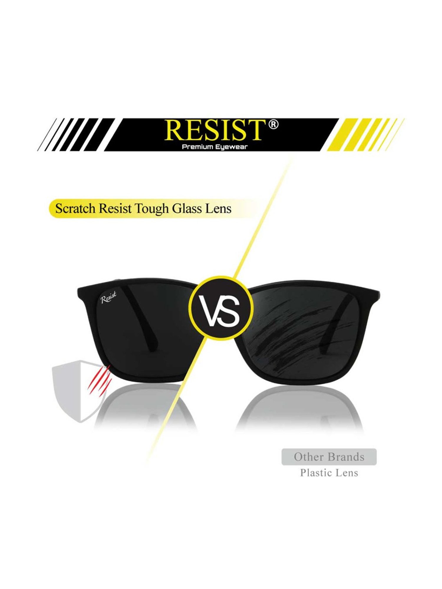 Resist Eyewear Black Wayfarer Unisex Sunglasses