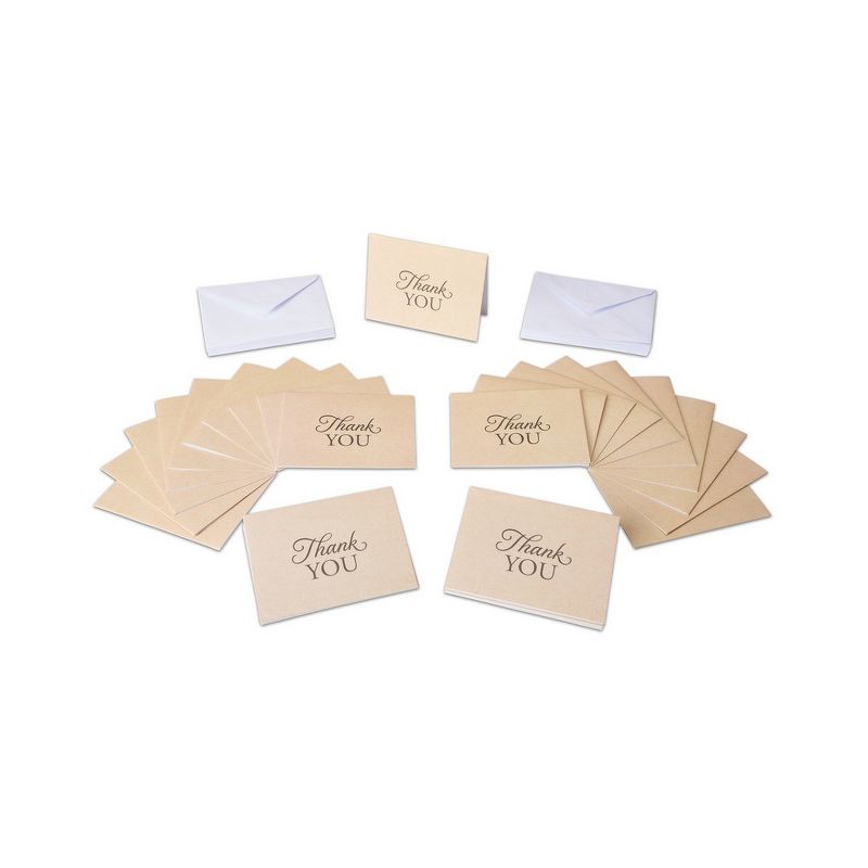 50ct Kraft Thank You Cards And Envelopes