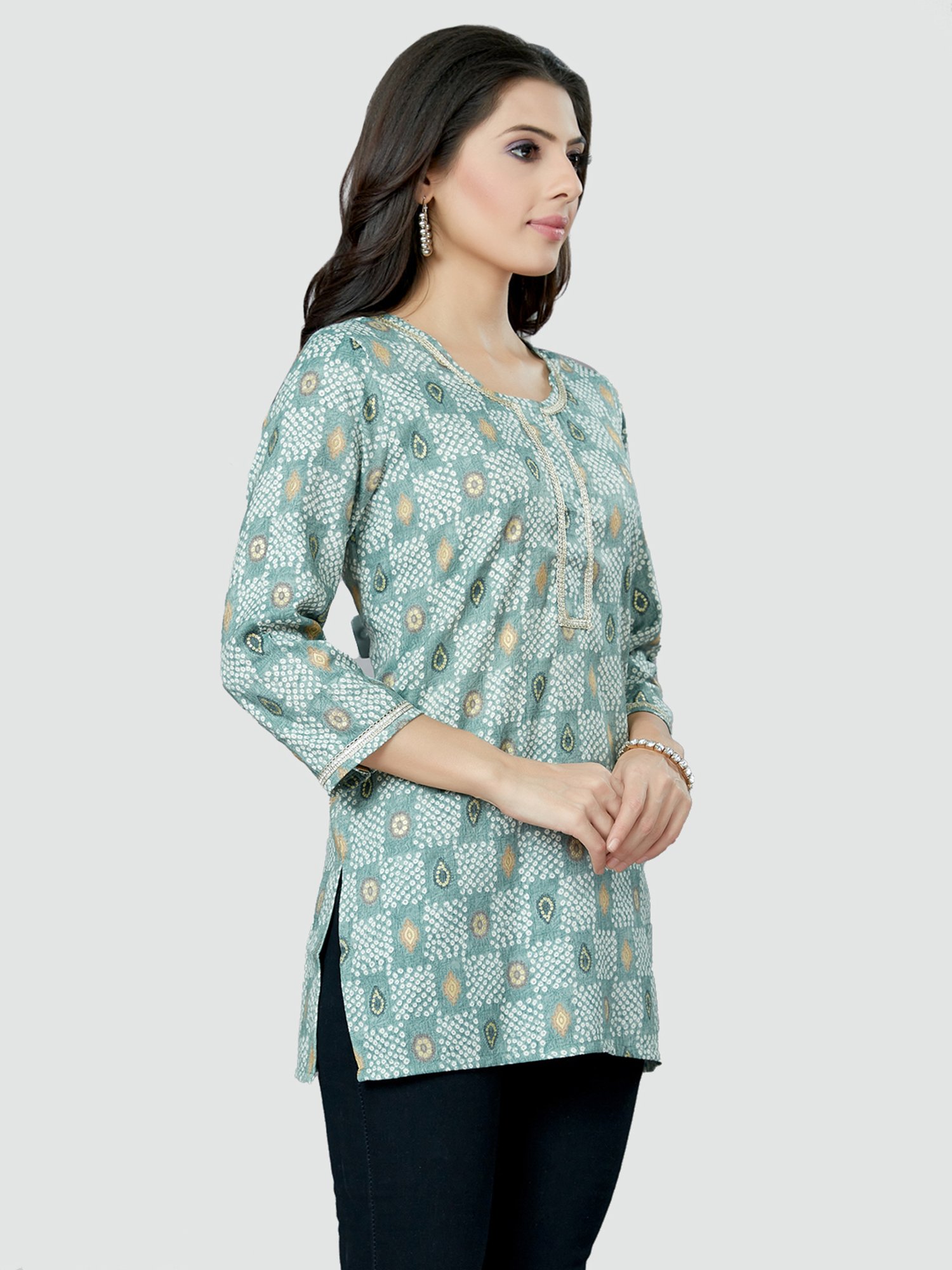 Saree Swarg Grey Printed Tunic