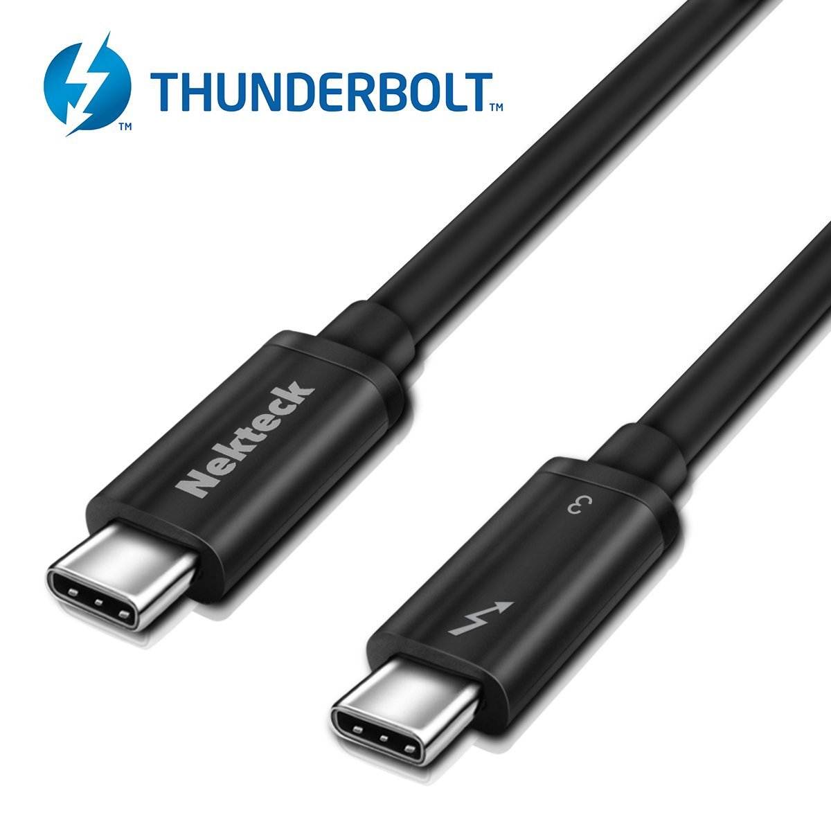 [Thunderbolt 3 Certified] Nekteck Thunderbolt 3 (20Gbps) Cables 100W (USB C Compatible) for Macbook Pro ThinkPad Yoga Alienware 17 and more/ Black 6ft