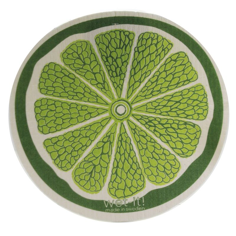 Swedish Dish Cloth 9.25" Orange Lime & Lemon Round Slice Absorbant Cleaning  -  Dish Cloth