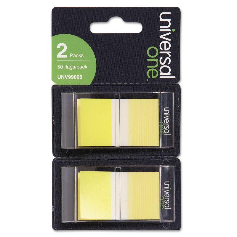 Universal Page Flags Yellow 50 Flags/Dispenser 2 Dispensers/Pack 99006