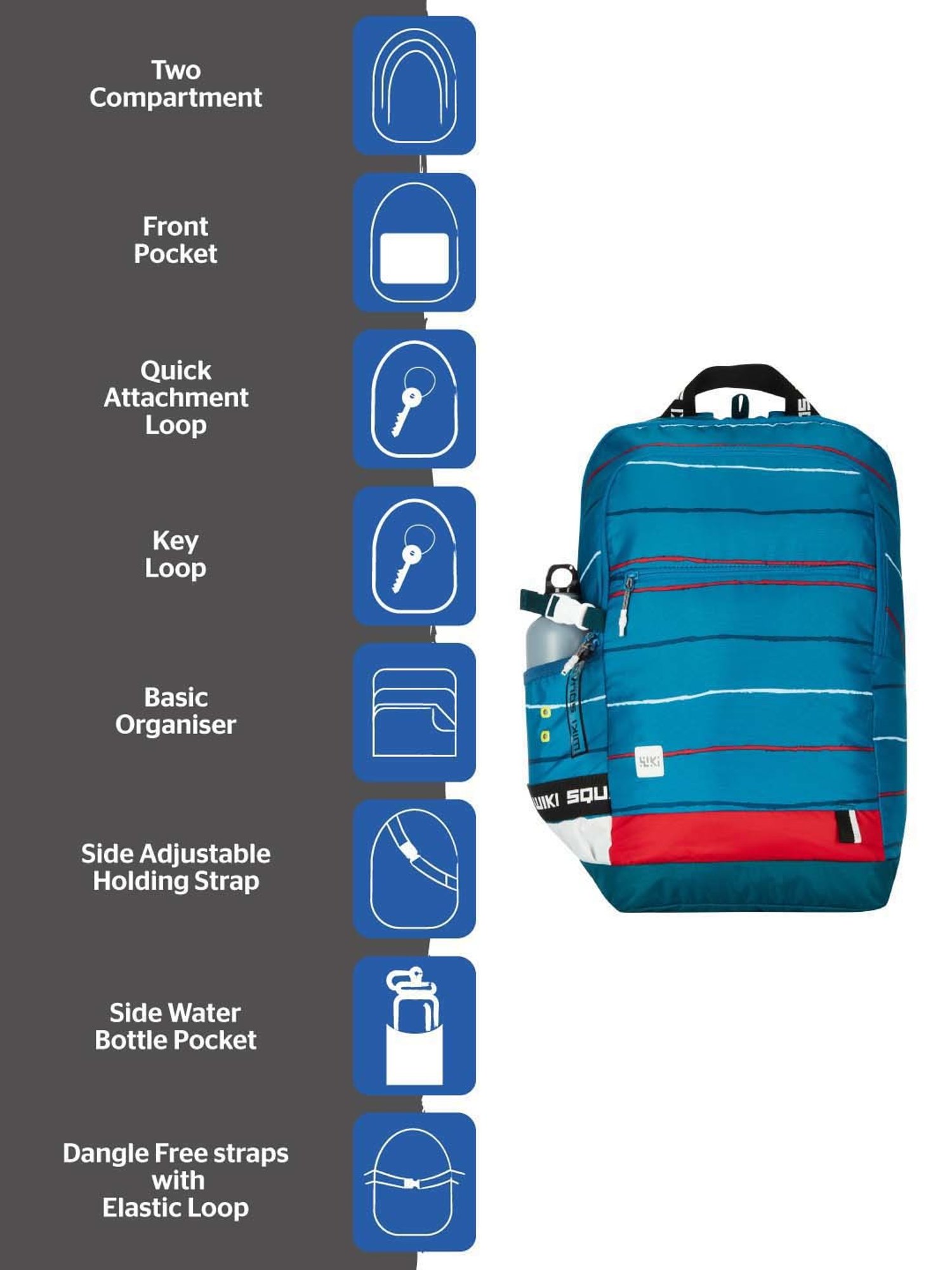 Wiki 30.5 Ltrs Blue Medium Backpack