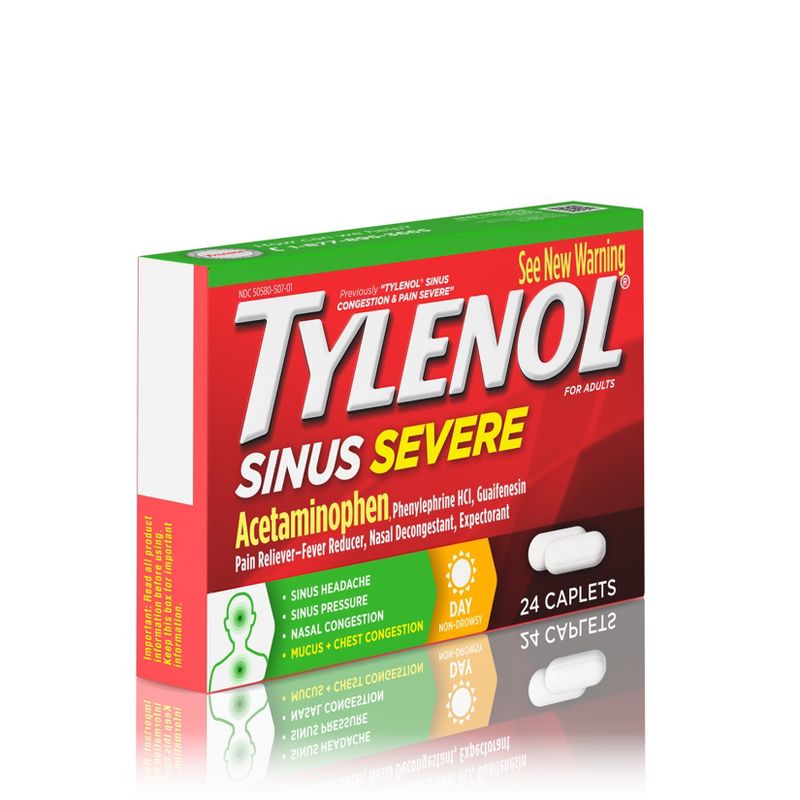 Tylenol Sinus Severe Non-Drowsy Pain & Congestion Relief Caplets - Acetaminophen - 24ct