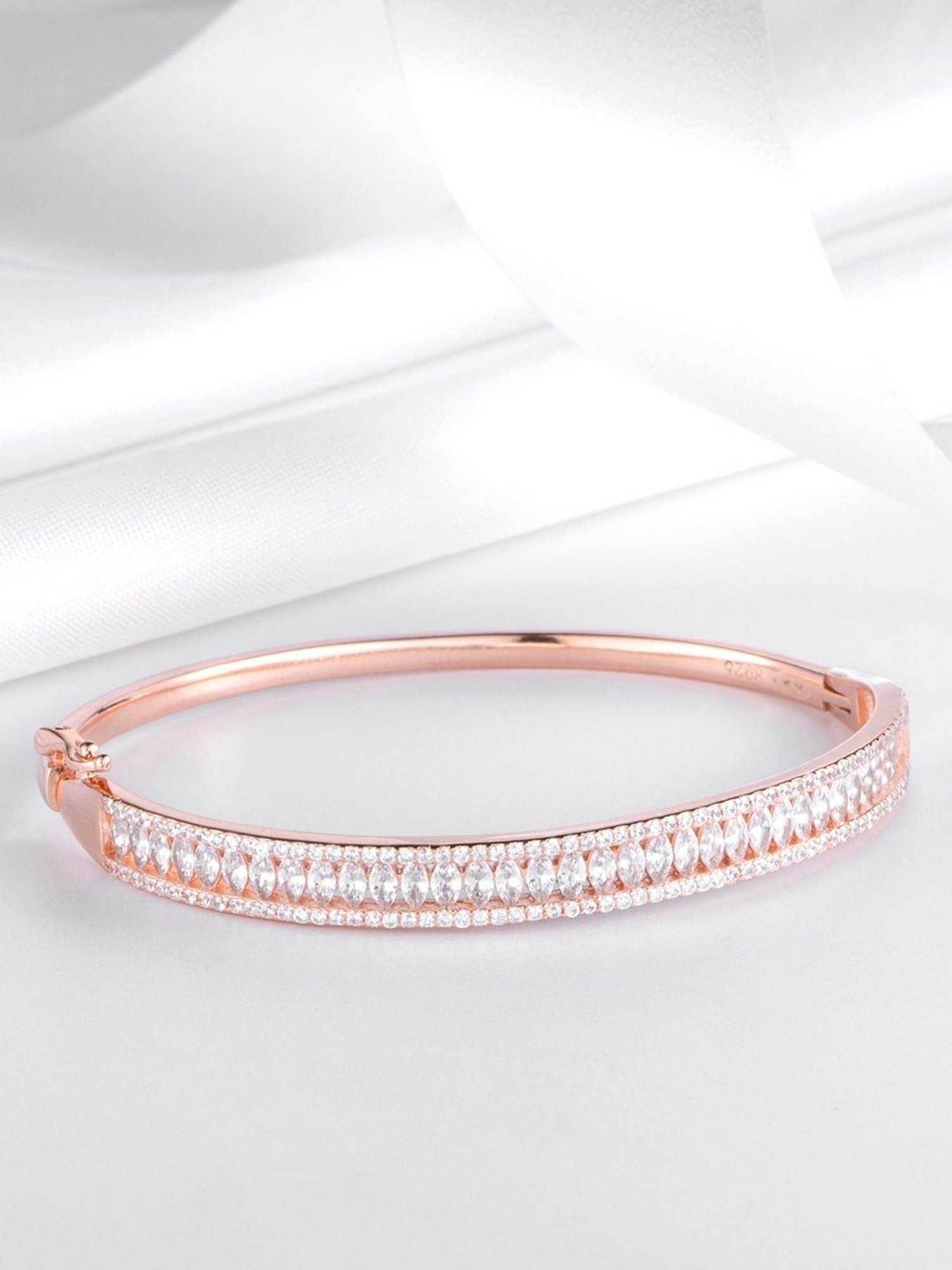 Zavya CZ Rose Gold-Plated 92.5 Sterling Silver Kada Bracelet
