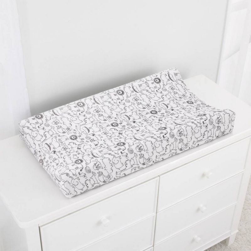 Carter's Safari Animals Super Soft Changing Pad Cover - Black and White