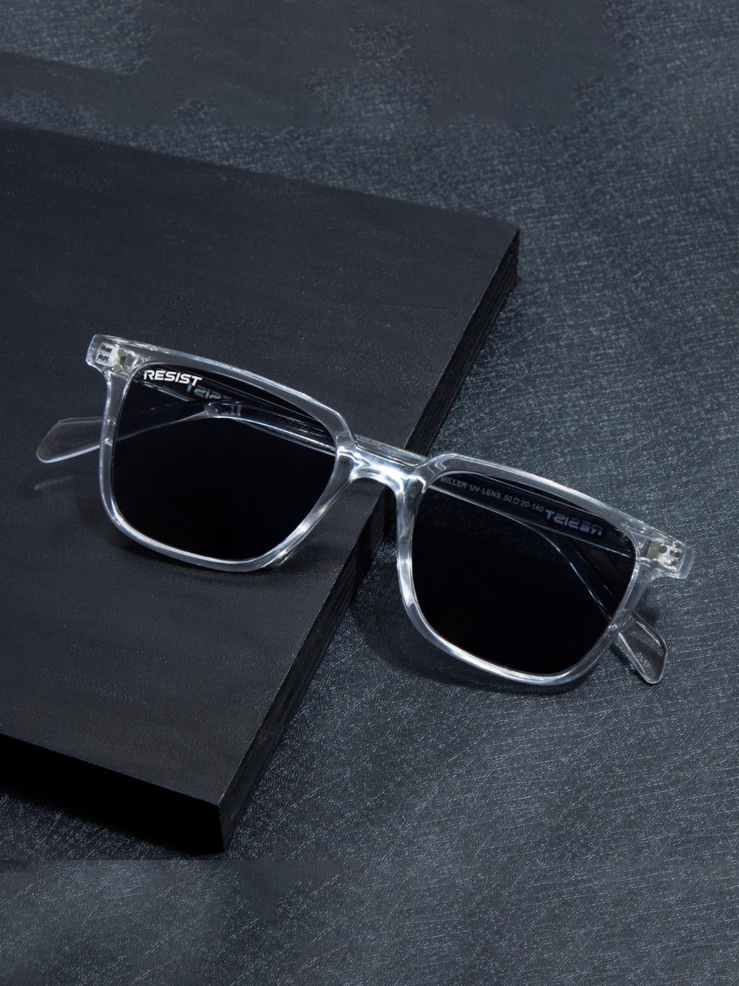 Resist Eyewear Black Wayfarer uv protected Unisex Sunglasses