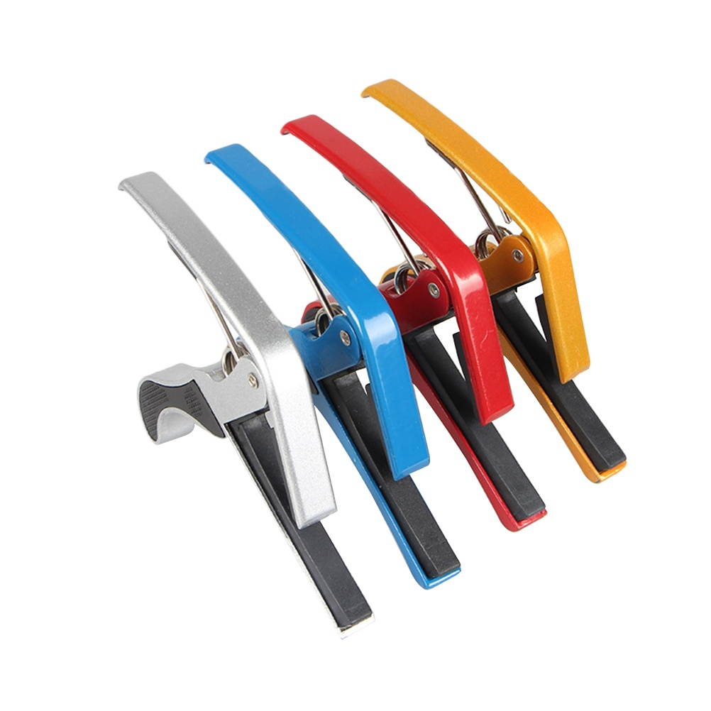 4PCS Folk Guitar Clip-On Tuner Quick Change Tune Clamp Guitar Picks Key Trigger Capo for Folk Guitar Ukulele