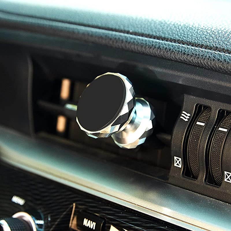 Car Mount, Diamond Shape,Aluminum Alloy 360&deg; Rotation Air Vent Cell Phone Holder Car Cradle Mount Compatible for Cell Phones and Mini Tablets (Silver)