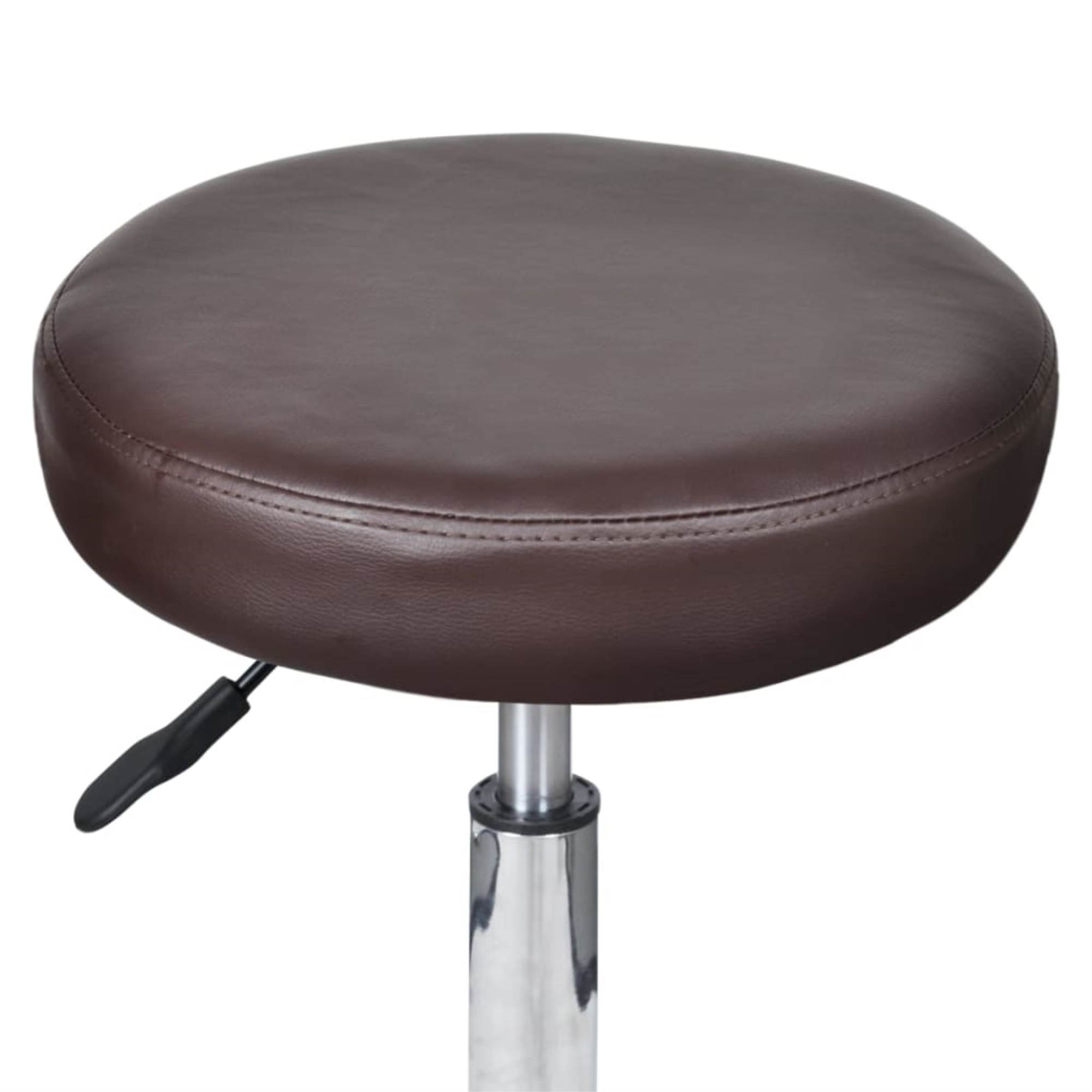 vidaXL Office Stool Brown Faux Leather Swivel Computer Desk Lounge Seating