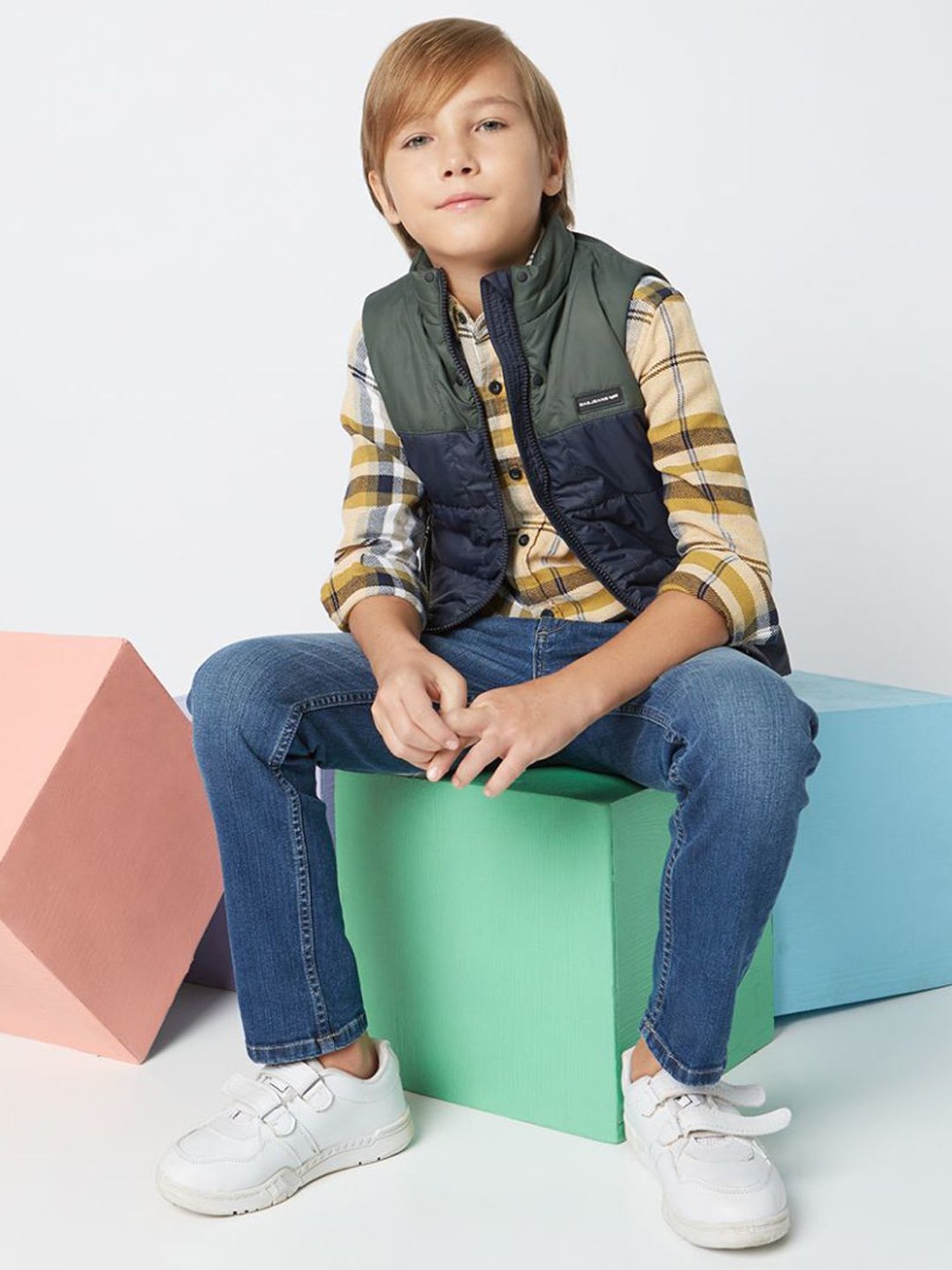 GAS Kids Navy & Green Color Block Jacket