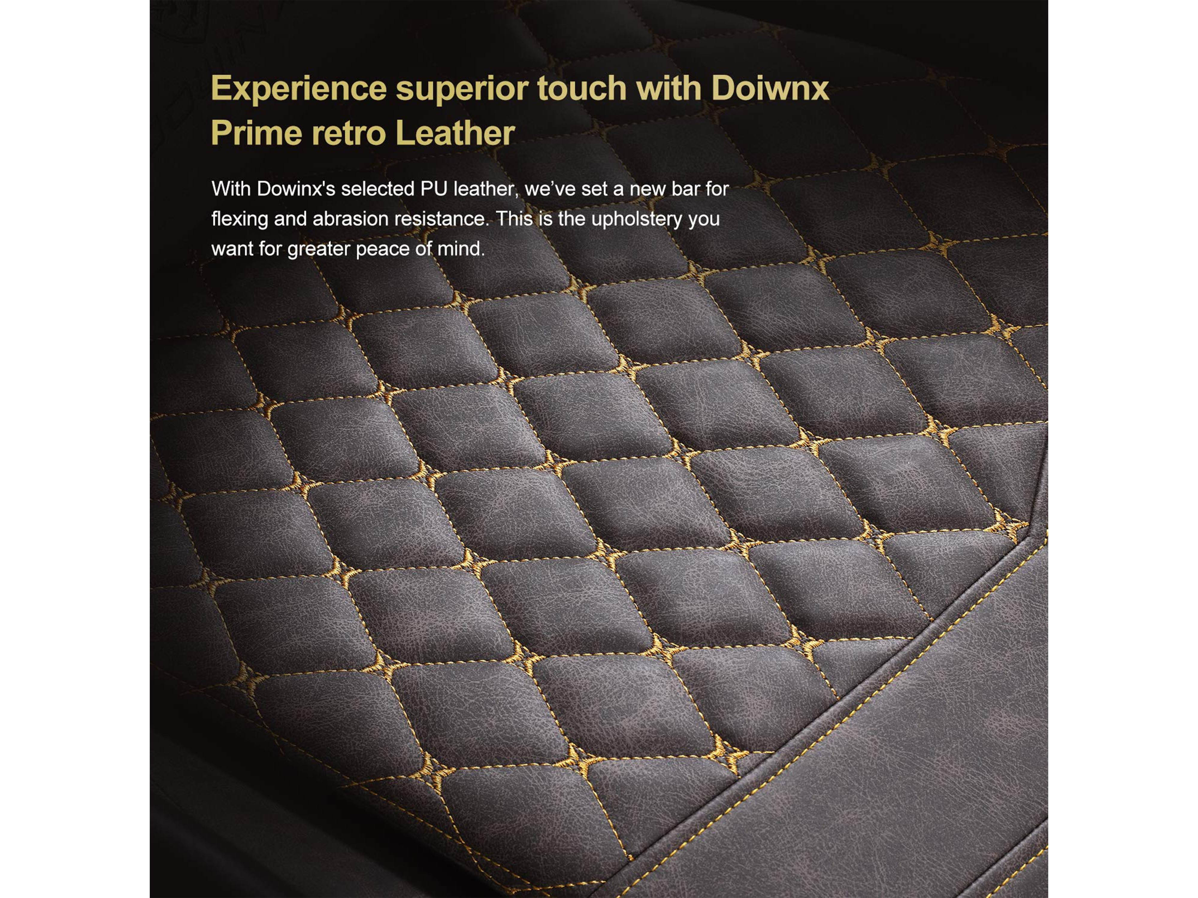 Dowinx Gaming Chair Ergonomic Retro Style Recliner with Massage Lumbar Support Office Armchair for Computer PU Leather with Retractable Footrest Grey