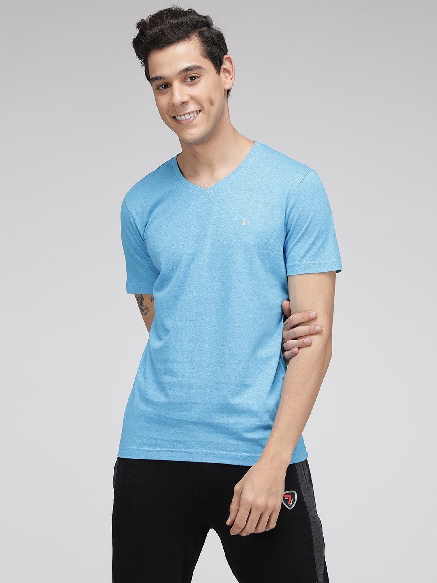 Sporto Light Blue Regular Fit T-Shirt