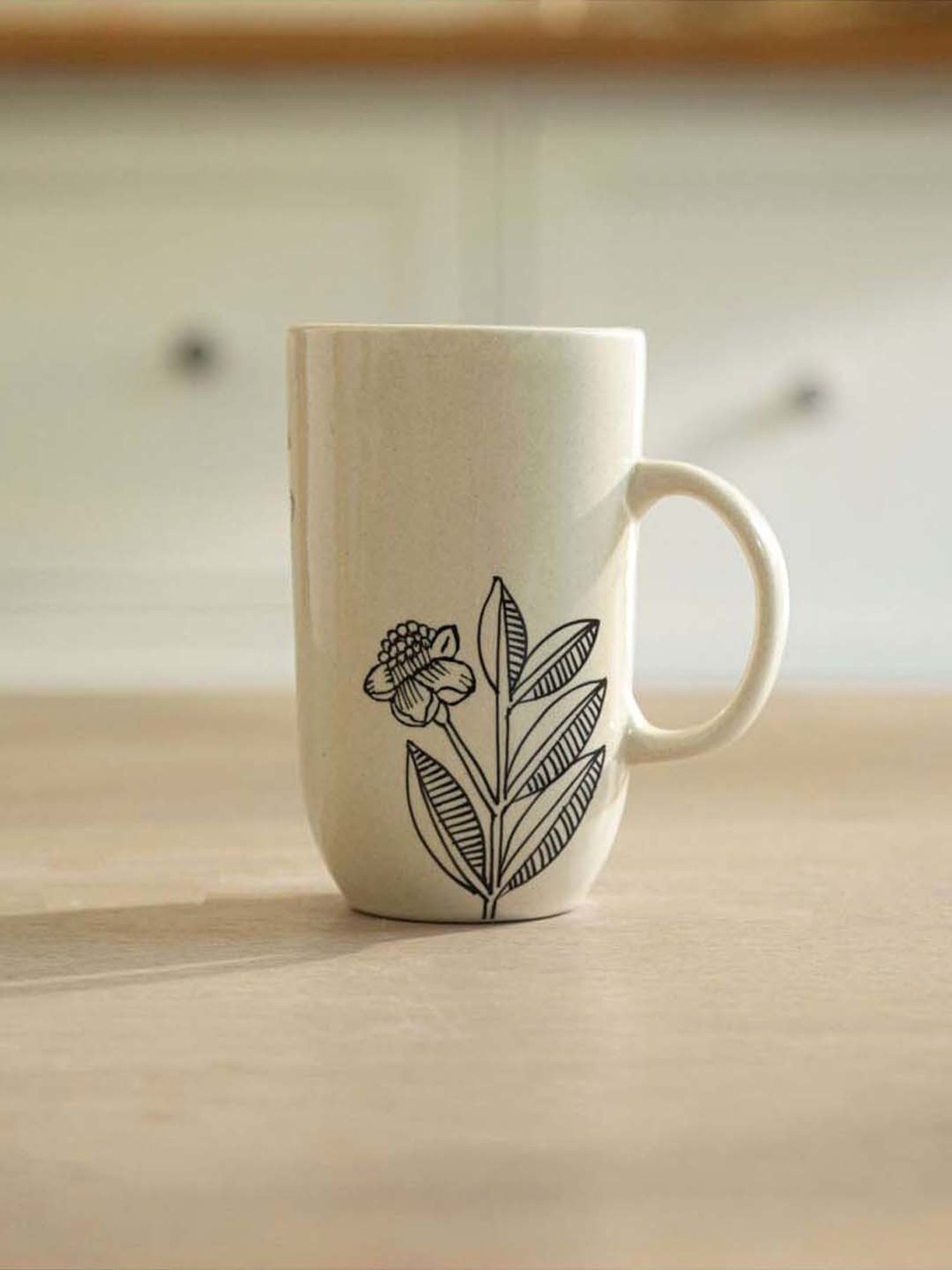 Femora Black Ceramic Coffee Mugs (0.36 L) - Set of 4