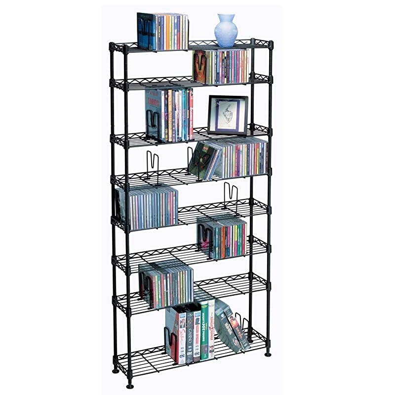 Maxsteel 8 Tier Shelving Heavy Gauge Steel Wire Shelving for 440 CD228 DVD264 BluRayGames Media in Black 3020
